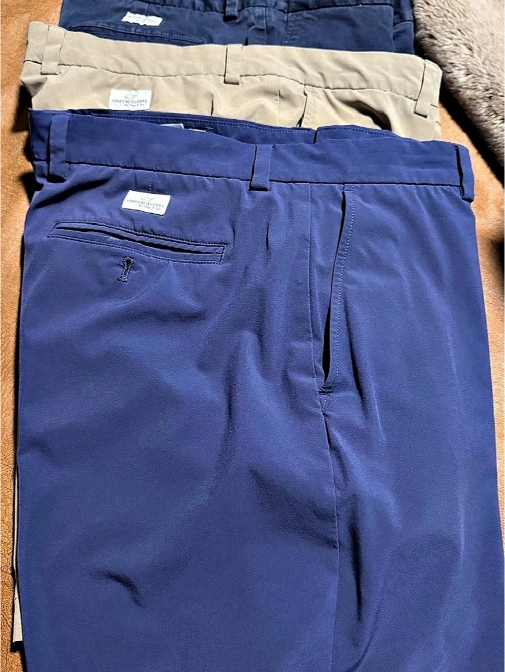 Three pairs Vineyard Vines On-The-Go Pant Men's Chino Pants Blue & Beige 35